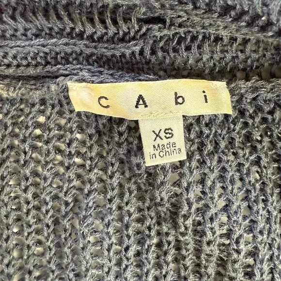 Cabi 286‎ Slate Blue Cottage Cardigan Womens Size XS Open Knit Waterfall - Picture 7 of 10
